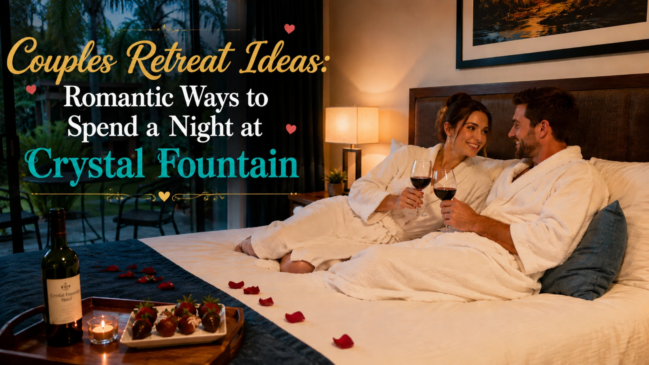 Couple enjoying a relaxing romantic stay at Crystal Fountain Motel Albury with spa and comfortable queen room