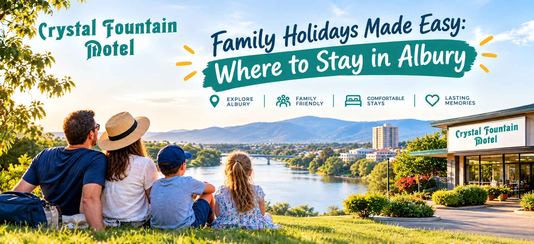 Family holidays in Albury with family-friendly accommodation at Crystal Fountain Motel